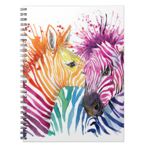 Cuaderno Cebra arcoiris, ilustracion silvestre acuático.