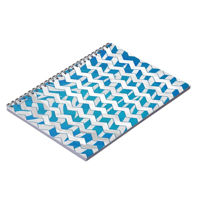 Cuaderno Cebra azul y cheurón blanco (Lado Izquierdo)