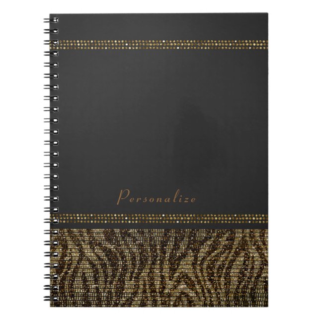 Cuaderno Cebra Brillante Lentejuelas Glam Chic Moderno Bril (Frente)