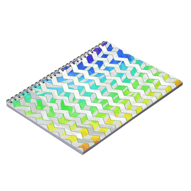 Cuaderno Cebra Chevron Arcoíris y Estampado Blanco (Lado Izquierdo)
