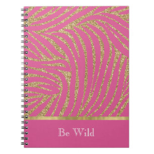 Cuaderno Cebra de brillo dorado rosa