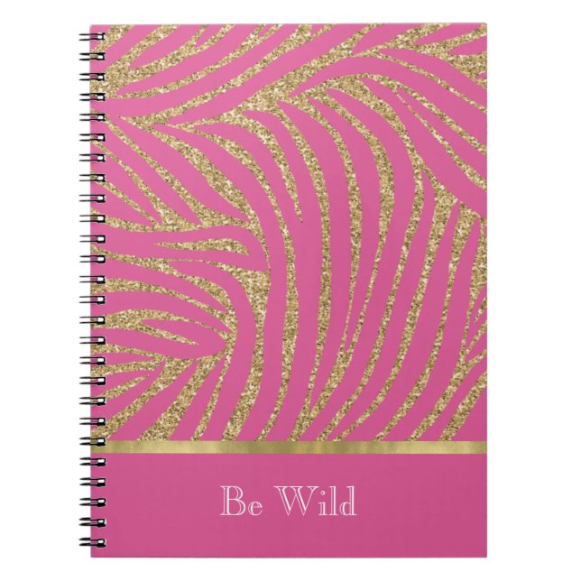 Cuaderno Cebra de brillo dorado rosa   (Frente)
