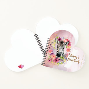 Cuaderno Cebra de color de agua y guirnalda floral