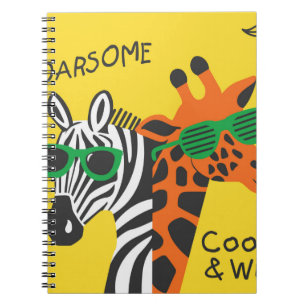 Cuaderno Cebra de Guay y jirafa usando gafas de amarillo en