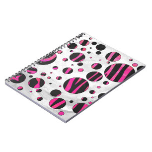 Cuaderno Cebra de punto de piloka negra y rosa caliente