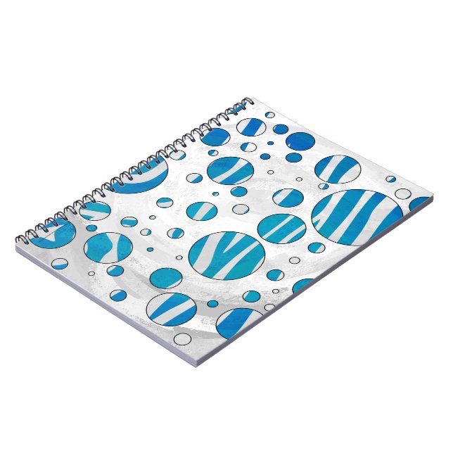 Cuaderno Cebra de punto de polka blanca y azul (Lado Izquierdo)