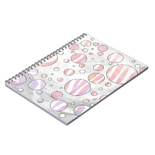 Cuaderno Cebra de punto de polka rosa y blanca
