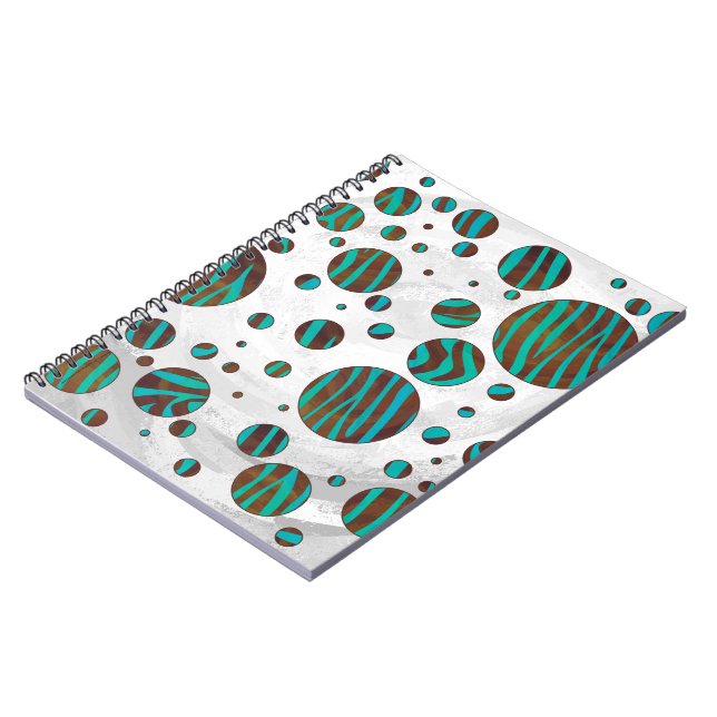 Cuaderno Cebra de puntos de polka marrón y Verde azulada (Lado Izquierdo)