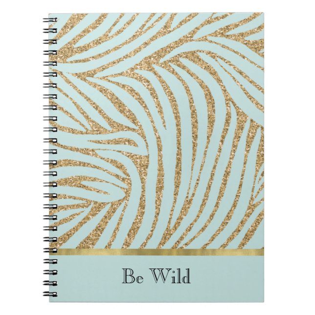 Cuaderno Cebra de purpurina dorada menta   (Frente)