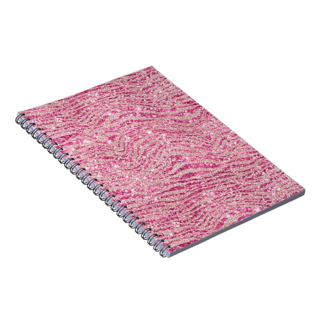 Cuaderno Cebra de Purpurina Girly Pink y Rubor (Lado Derecho)