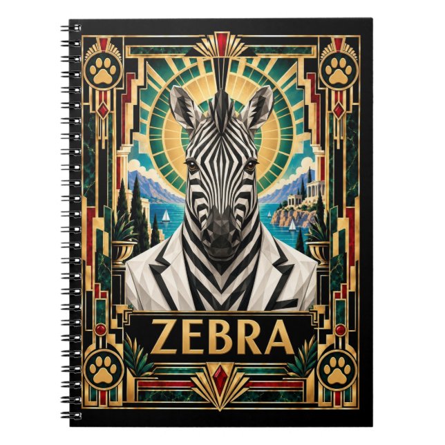 Cuaderno Cebra, fauna y flora Art Déco (Frente)