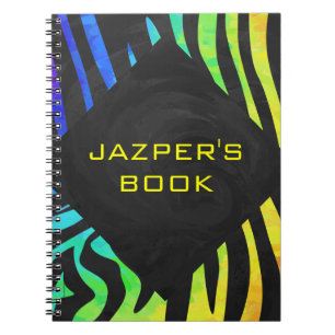 Cuaderno Cebra Monograma Negro y Estampado Arcoíris