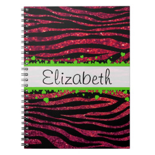 Cuaderno Cebra roja, cebra Purpurina, impresión de cebra, t