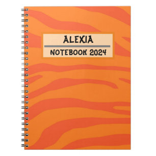 Cuaderno Cebra roja sobre el patrón naranja Portátil de fot