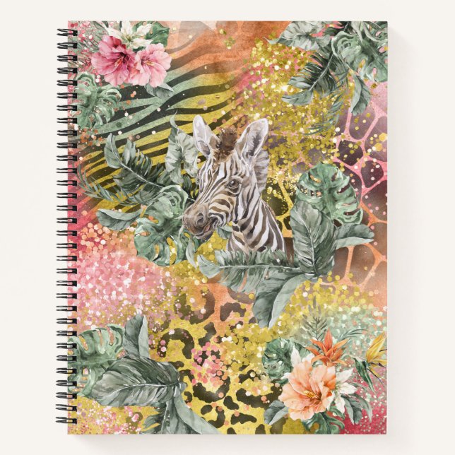 Cuaderno Cebra tropical en la impresión de animales (Anverso)