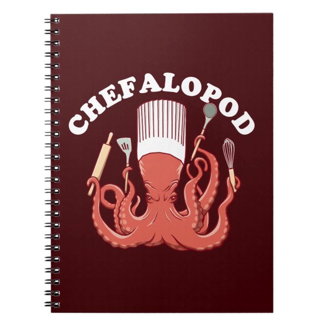 Cuaderno Cefalópodo | Pulpo Chef Chiste Divertido (Frente)