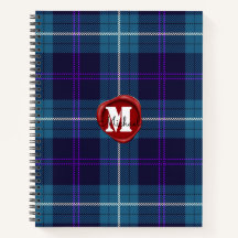 Celadon Blue Plaid Tartan Wax Seal Monogramado