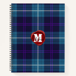 Cuaderno Celadon Blue Plaid Tartan Wax Seal Monogramado