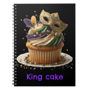 Cuaderno Celebración de Cupcake enmascarado de Mardi Gras