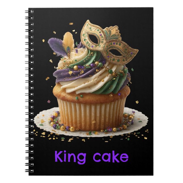 Cuaderno Celebración de Cupcake enmascarado de Mardi Gras (Frente)