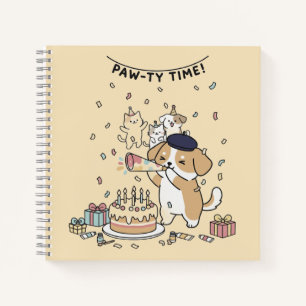 Cuaderno Celebración de dibujos animados de perro amarillo 