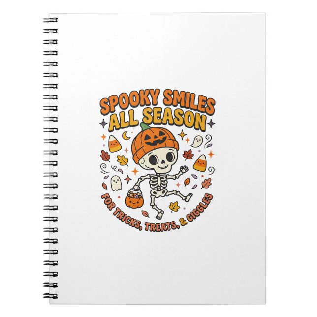 Cuaderno Celebración de Esqueleto Acogedor de Halloween (Frente)