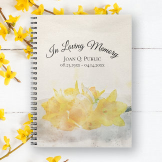 Cuaderno Celebración de funeral de vida en Daffodils amaril