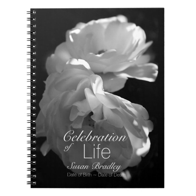 Cuaderno Celebración de la Vida Rosa Funeral Guest Book 3 (Frente)