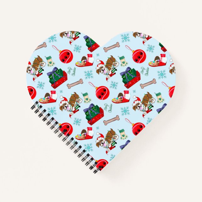 Cuaderno Celebración de navidades con Bulldog tonto (Anverso)