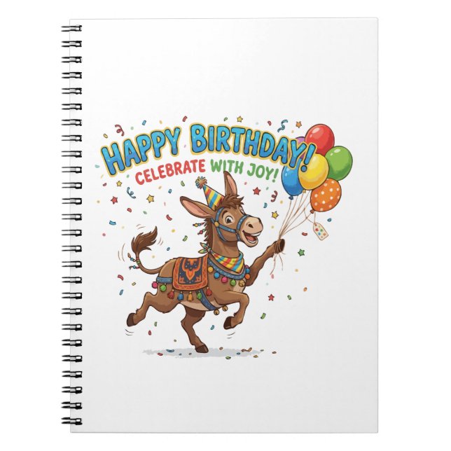 Cuaderno Celebración del cumpleaños de burro feliz (Frente)