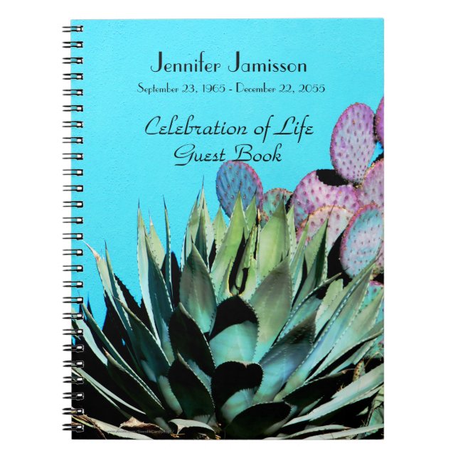 Cuaderno Celebración del Libro de Invitados, Agave y Cactus (Frente)