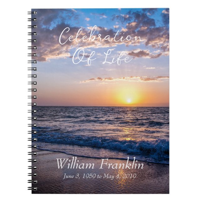 Cuaderno Celebración del paisaje del atardecer de la playa  (Frente)