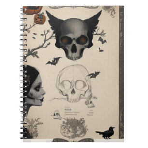Cuaderno Celebrar Halloween con el cuervo/cráneo atractivo
