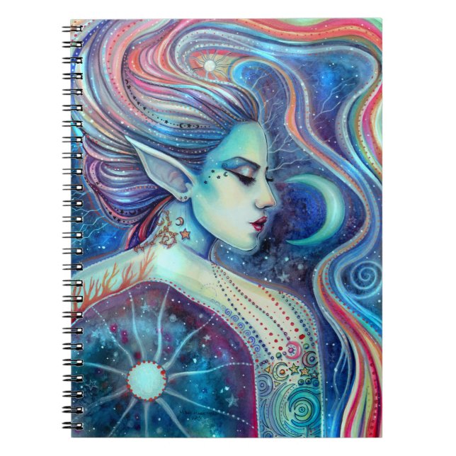 Cuaderno Celesta Fantasía Lunas de Arte y Estrellas (Frente)