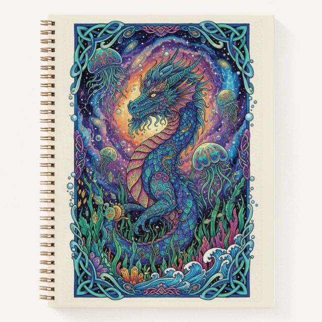 Cuaderno Celestial Sea Dragon Aquatic Zen tangle Journal (Anverso)