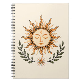 Cuaderno Celestial Sun Face Botanical Mystical Art