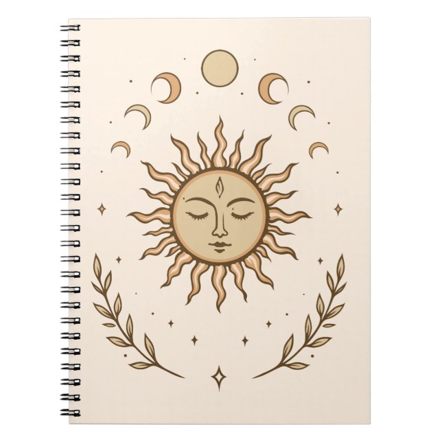 Cuaderno Celestial Sun Moon Phases Mystical Botanical Art (Frente)