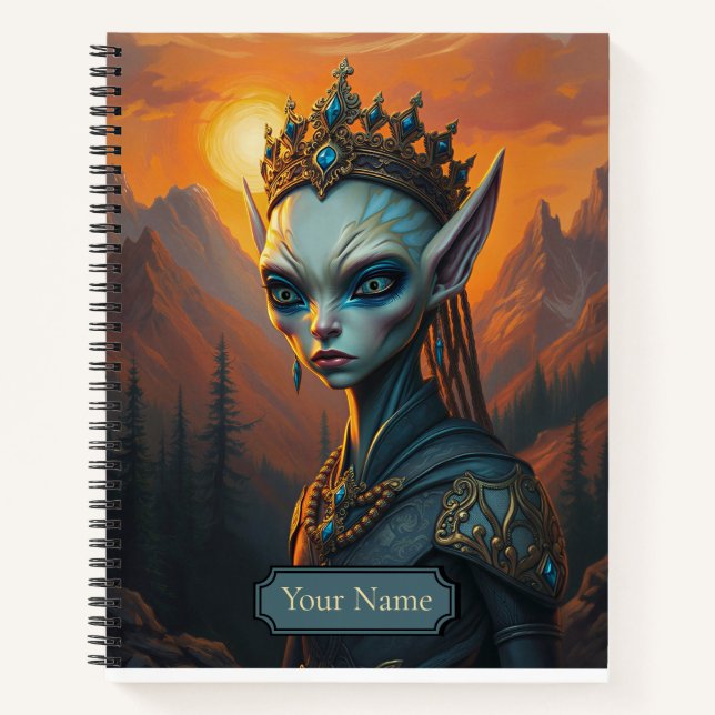 Cuaderno Celestialara Reina Elfa Alien - Fantasía Oscura (Anverso)