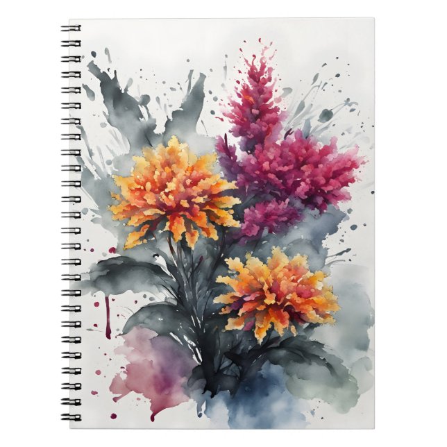 Cuaderno Celosia - Flores de acuarela (Frente)
