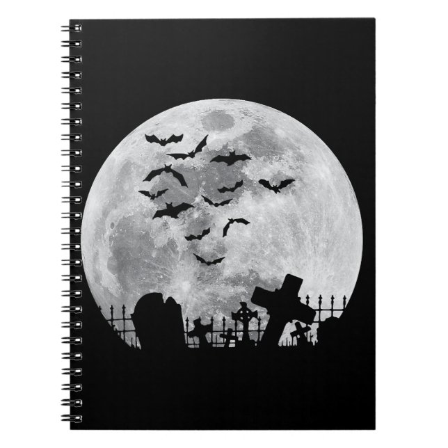Cuaderno Cementerio de la Luna Llena de Halloween Graveyard (Frente)
