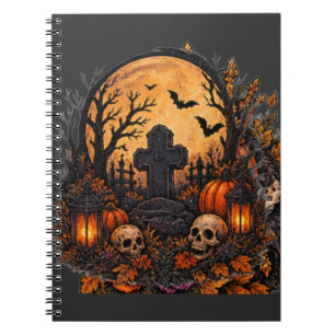 Cuaderno Cementerio embrujado iluminado por la luna gótico 