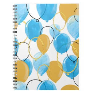 Cuaderno Cepa de globos dorados de color azul y brillante
