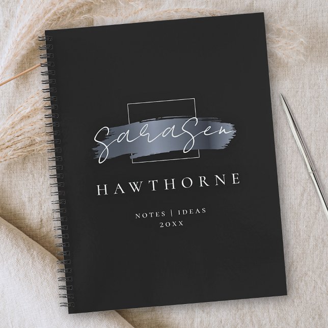 Cuaderno Cepillo de moda Stroke Black Faux Silver Gray Mono (Subido por el creador)