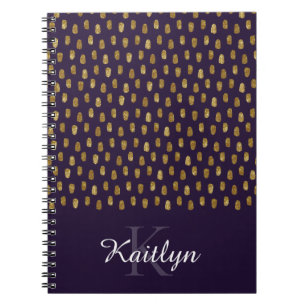 Cuaderno Cepillo de Purpurina dorado golpea a morado