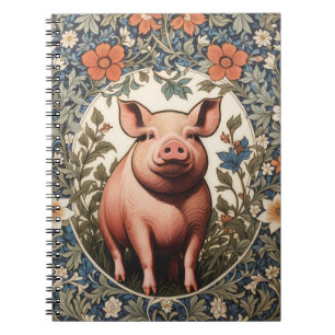 Cuaderno Cerdito Adorable Inspirado en William Morris