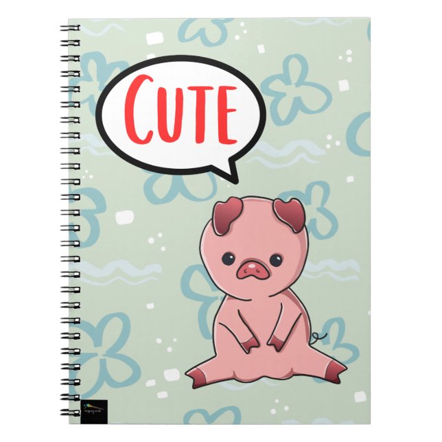 Cuaderno Cerdito Doodle Burbuja de Cómic Lindo (Frente)