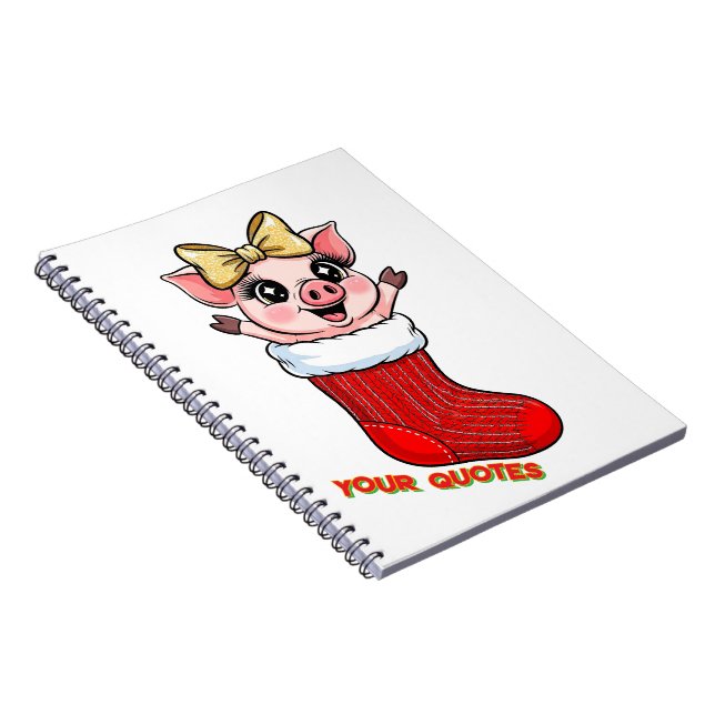 Cuaderno Cerdito lindo en calcetín de Navidad (Lado Derecho)