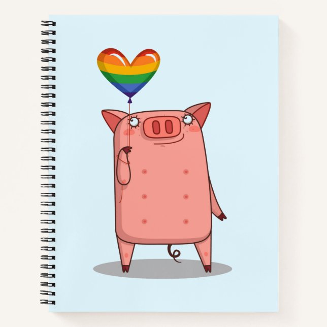 Cuaderno Cerdo con globo arco iris (Anverso)