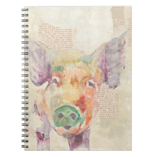 Cuaderno Cerdo de color de agua