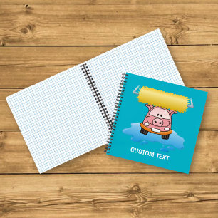 Cuaderno Cerdo de dibujos animados en un lavado de autos